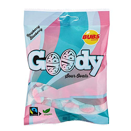 BUBS Godis Sour Raspberry & Blueberry Ovals, 90 gr