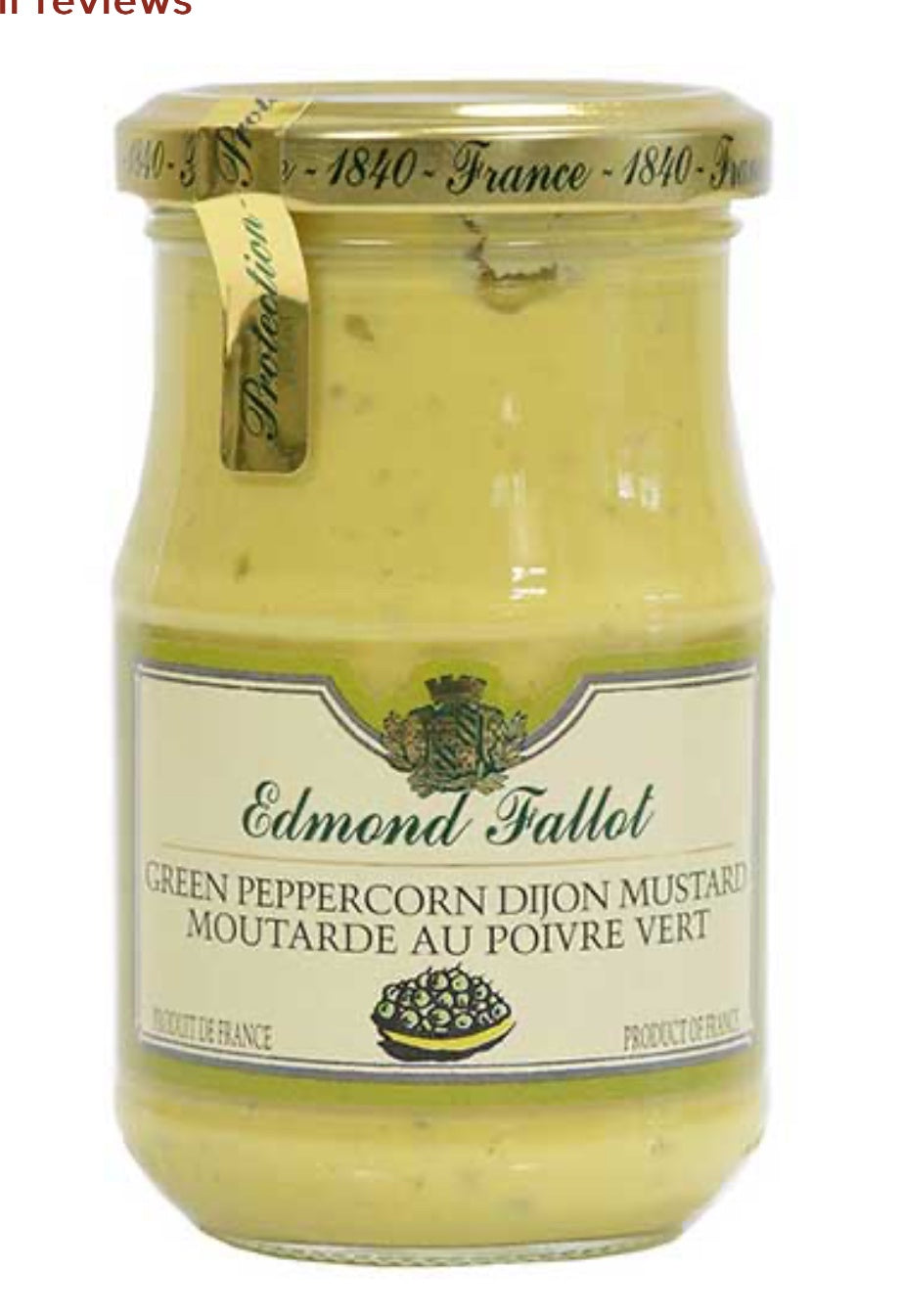 Edmond Fallot Green Peppercorn Mustard, 7.4 oz.