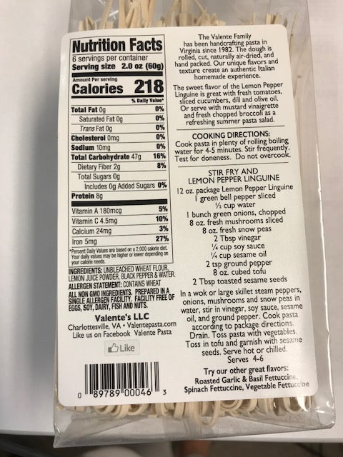 Valente Pasta Lemon Pepper Linguine, 12 oz.