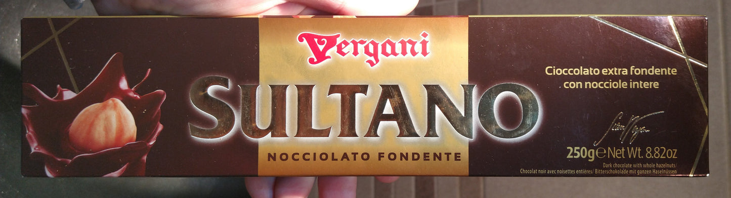 Vergani Sultano Dark Chocolate with Hazelnuts, 8.8 oz