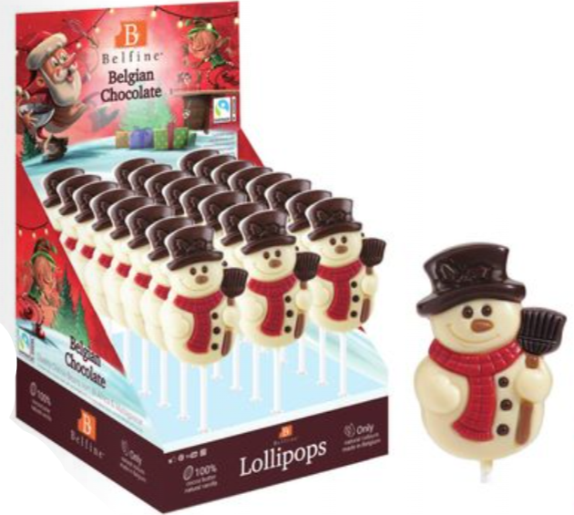 Belfine Frosty the Snowman White Chocolate Lollipop, 1.23 oz.