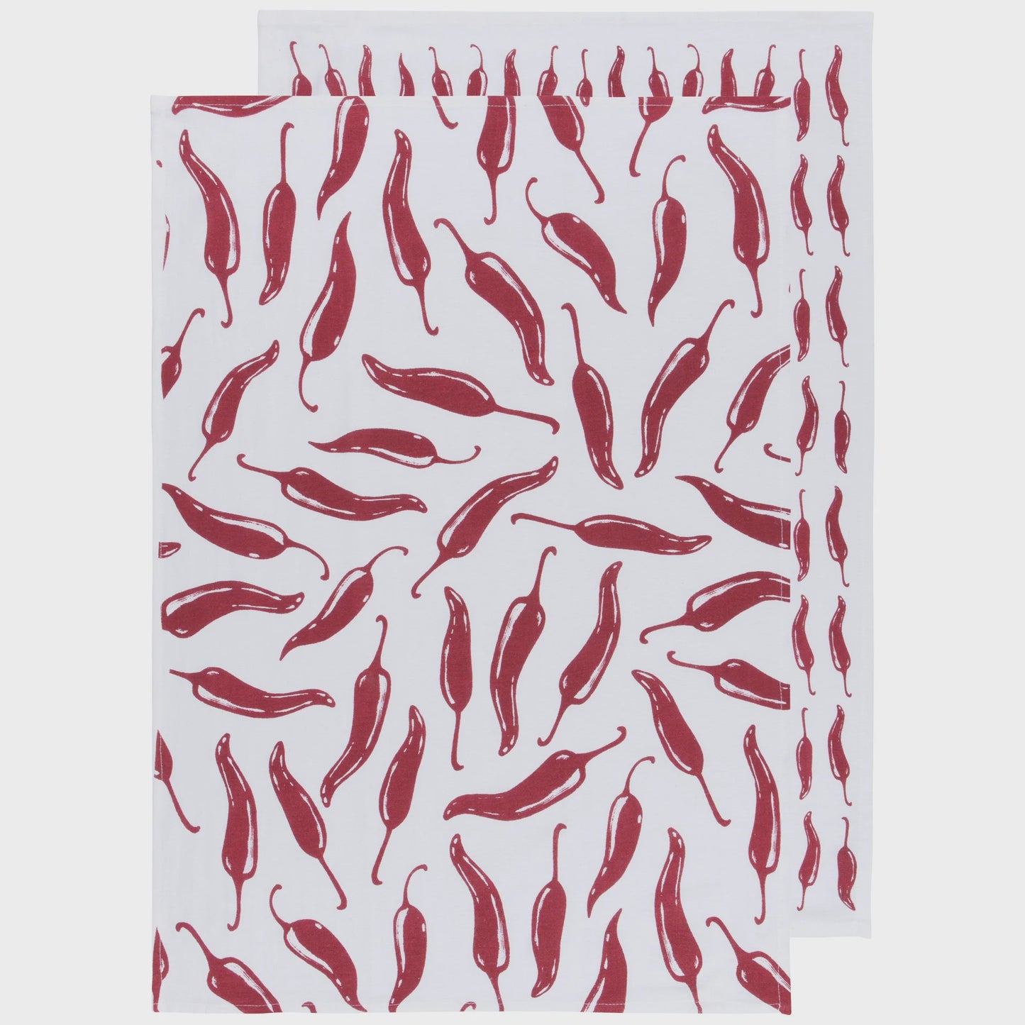 Chili Print Carmine Red Floursack Dishtowels Set of 2