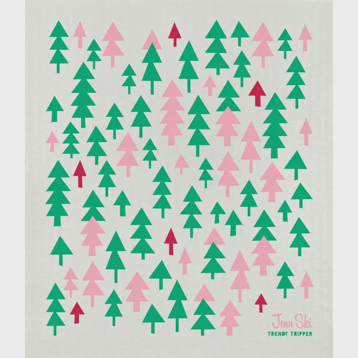 Multicolor Holiday Forest Swedish Cellulose Dishcloth