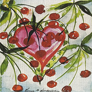 Heart & Cherries Swedish Cellulose Dishcloth