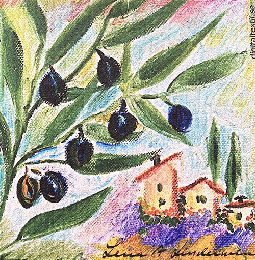 Olive Tree Branch Swedish Cellulose Dishcloth