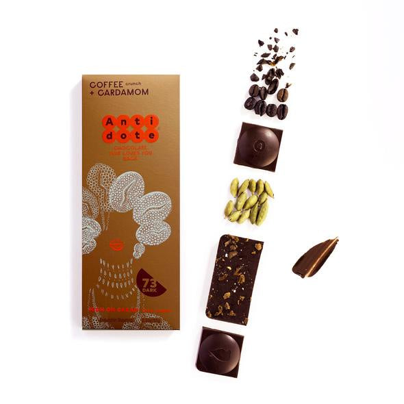 Antidote Kakia: 73% Dark Chocolate Bar with Coffee + Cardamom, 2.3 oz.