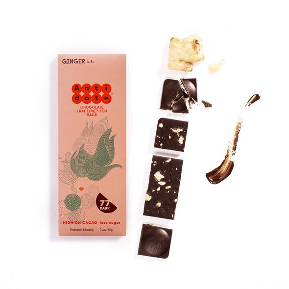 Antidote Aletheia: 77% Dark Chocolate Bar with Ginger, 23 oz.