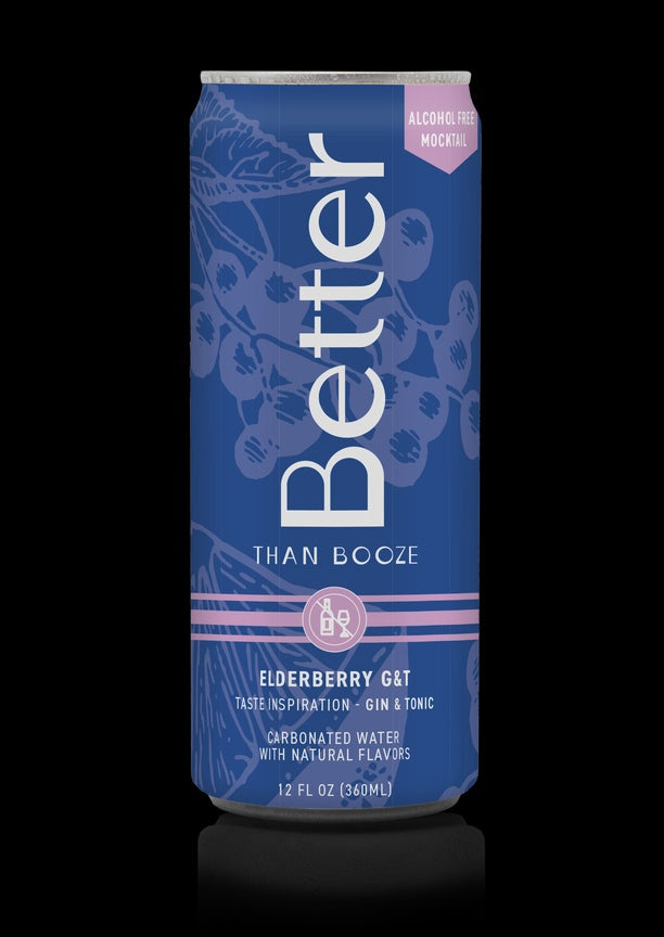 Better Than Booze Elderberry G & T Alcohol Free Mocktail, 12 oz.