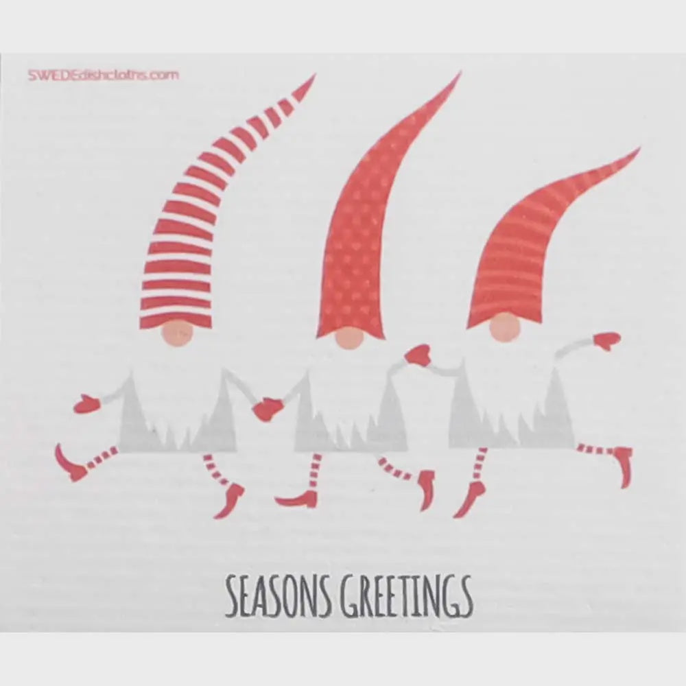 Christmas Dancing Elves Swedish Cellulose Dishcloth