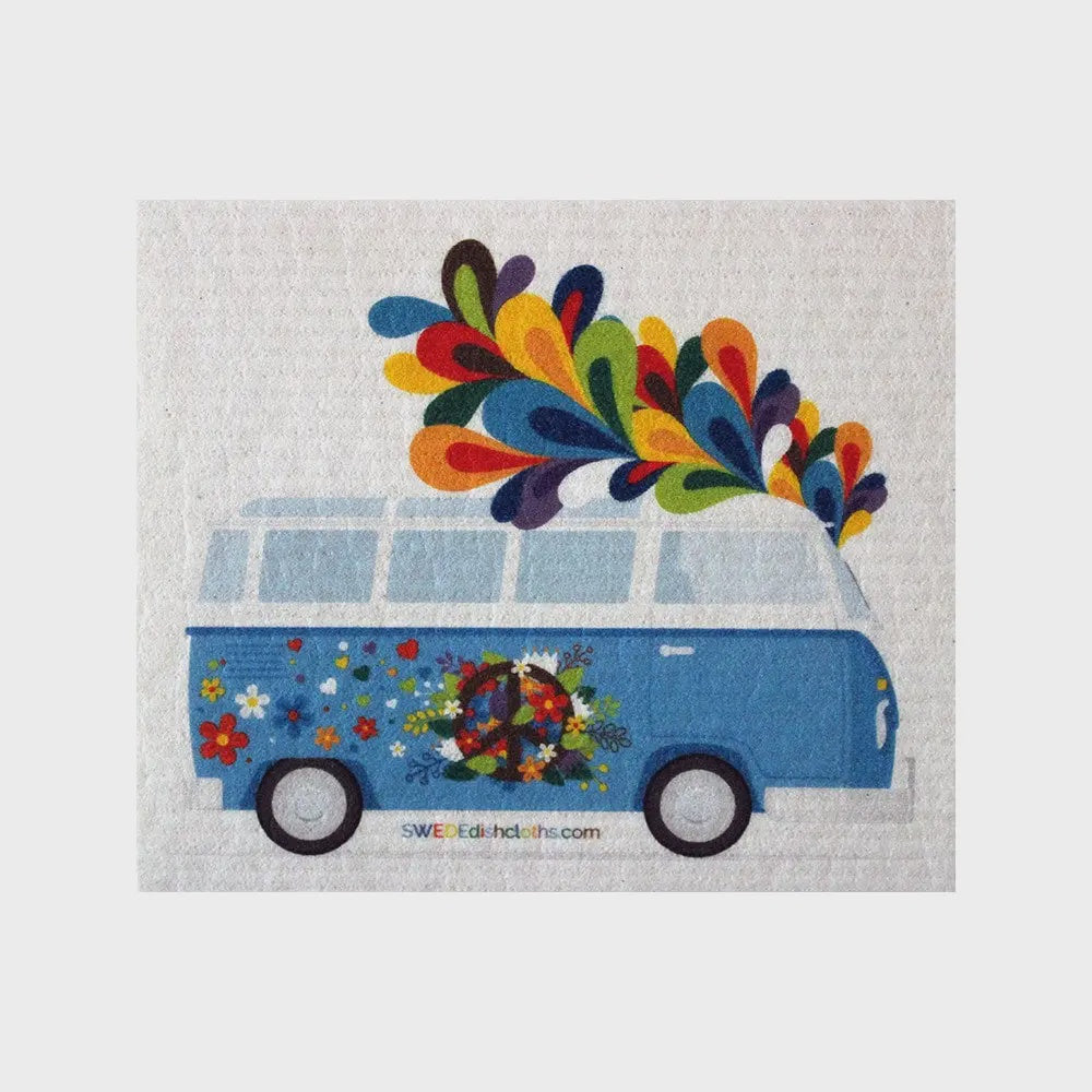 Flower Power Bus Swedish Cellulose Dishcloth