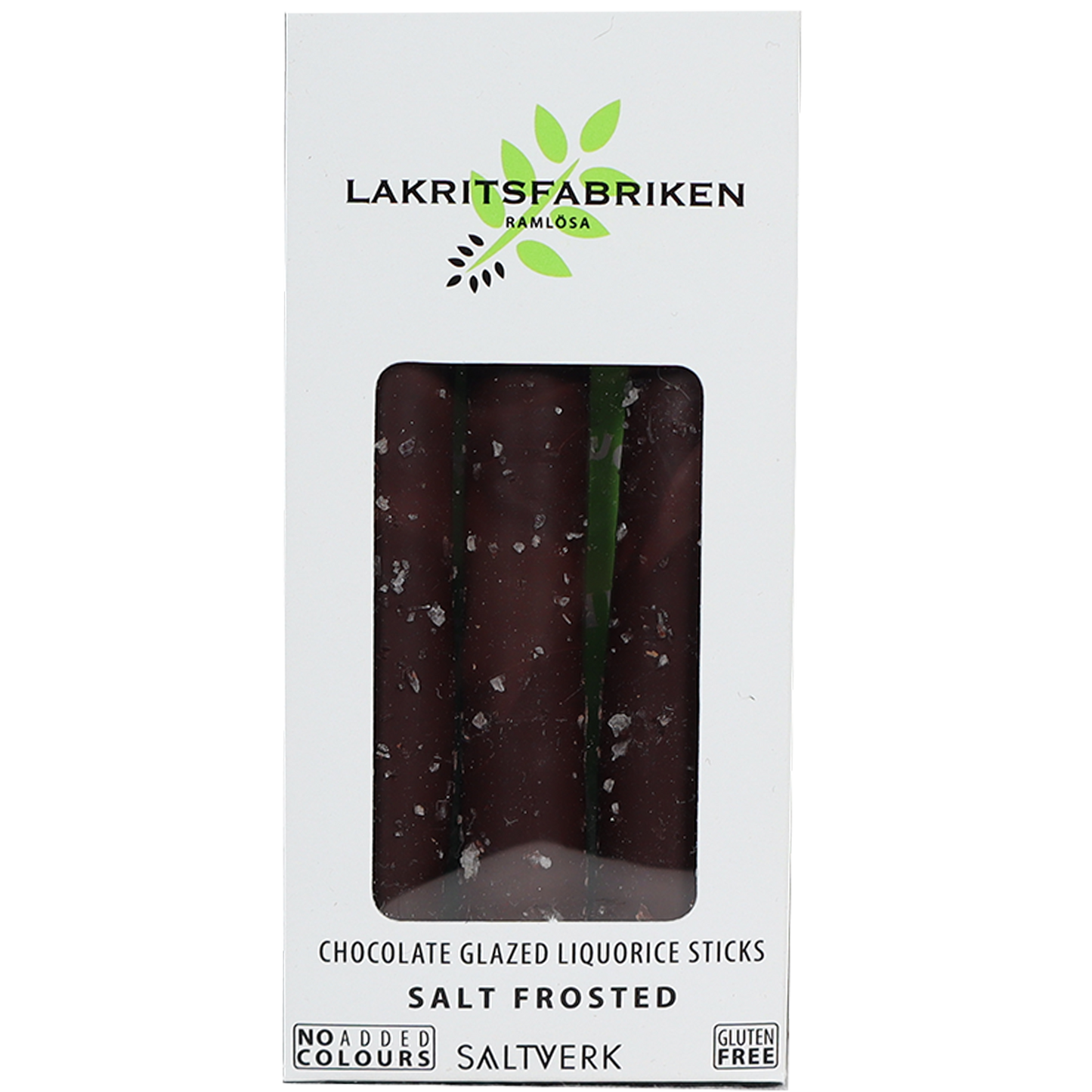 Chocolate Glazed Liquorice Sticks, Salt Frosted, 1.59 oz.