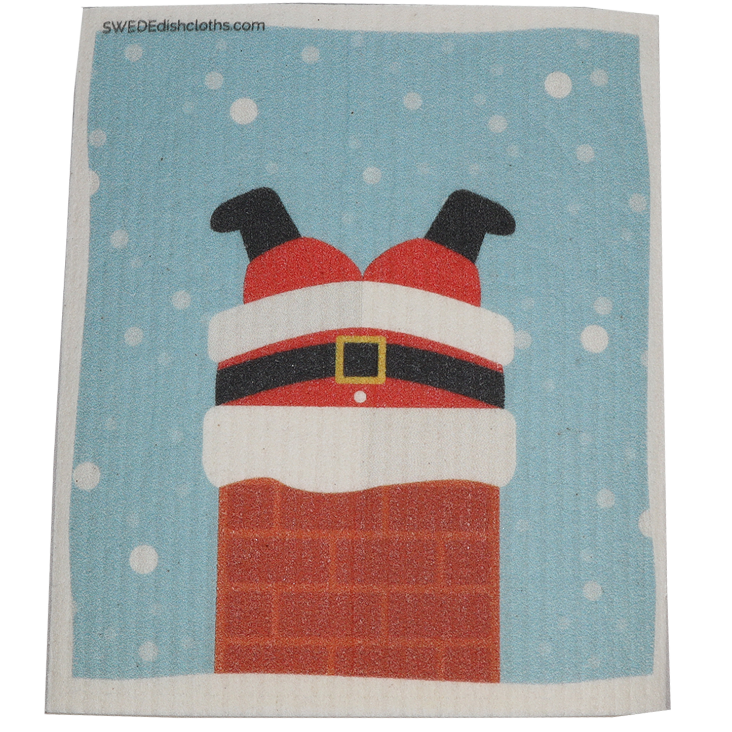 Christmas Santa in Chimney Swedish Cellulose Dishcloth