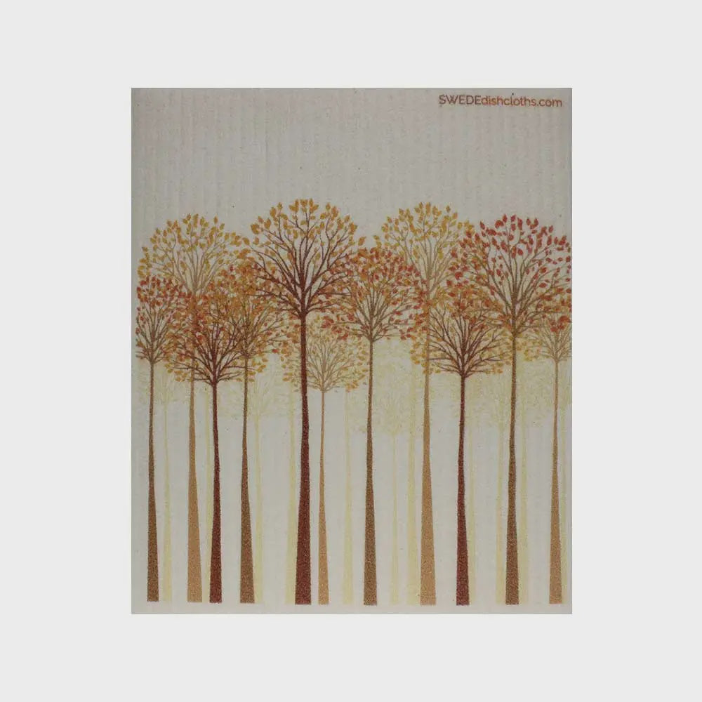 Tall Autumn Trees Swedish Cellulose Dishcloth