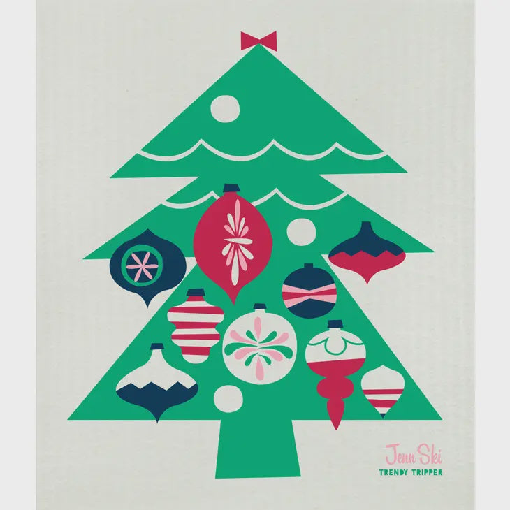 Multicolor Holiday Tree Swedish Cellulose Dishcloth
