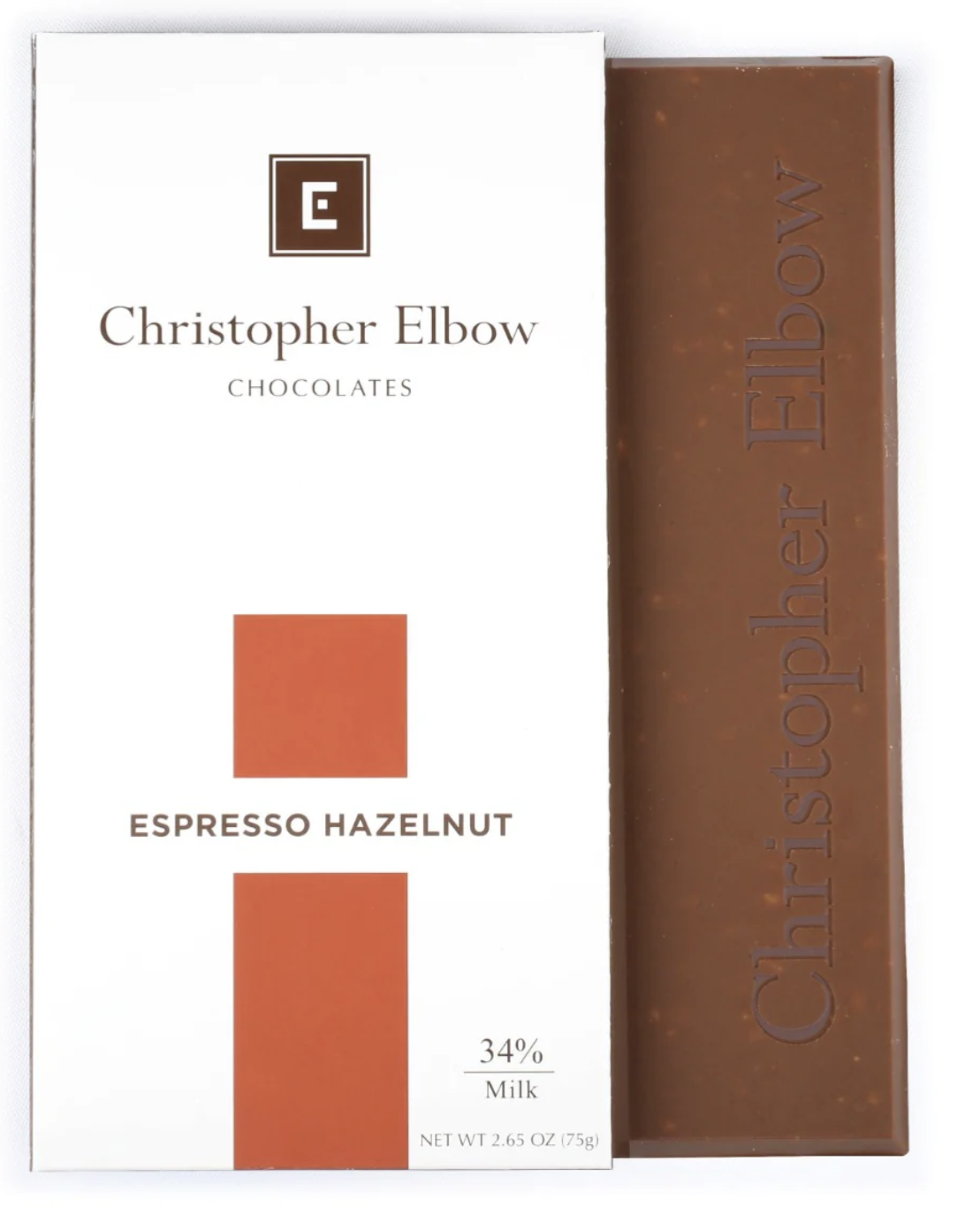 Christopher Elbow Espresso Hazelnut 34% Milk Chocolate Bar, 2.65 oz.