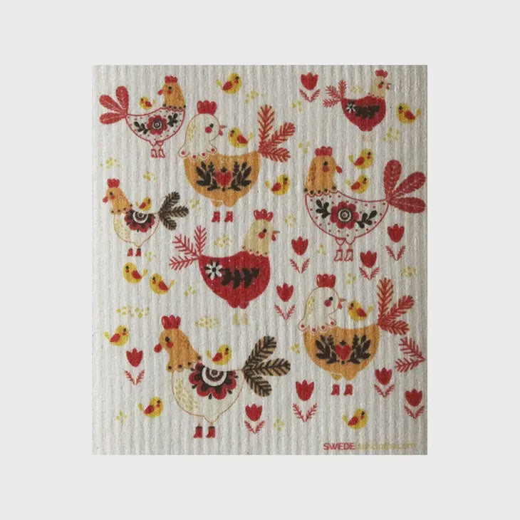 Chickens! Swedish Cellulose Dishcloth