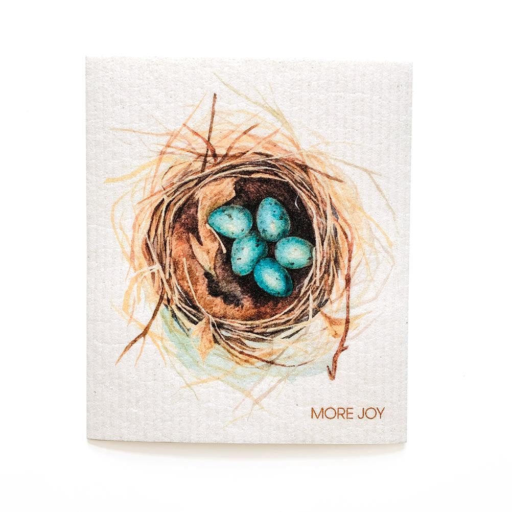 Bird Nest with Blue Eggs Swedish Cellulose Dishcloth