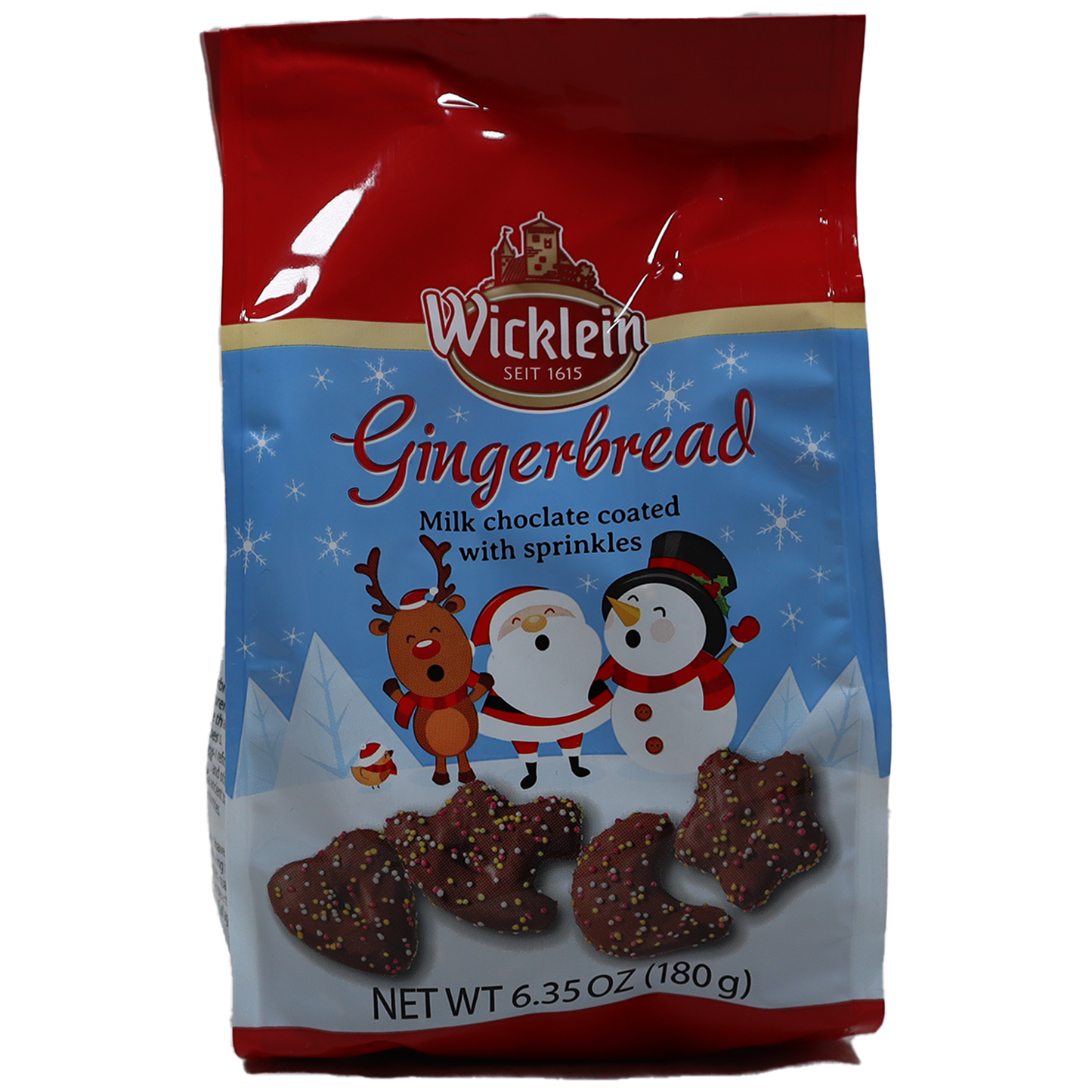 Wicklein Milk Chocolate Coated Soft Gingerbread with Sprinkles Bag, 6.35 oz.