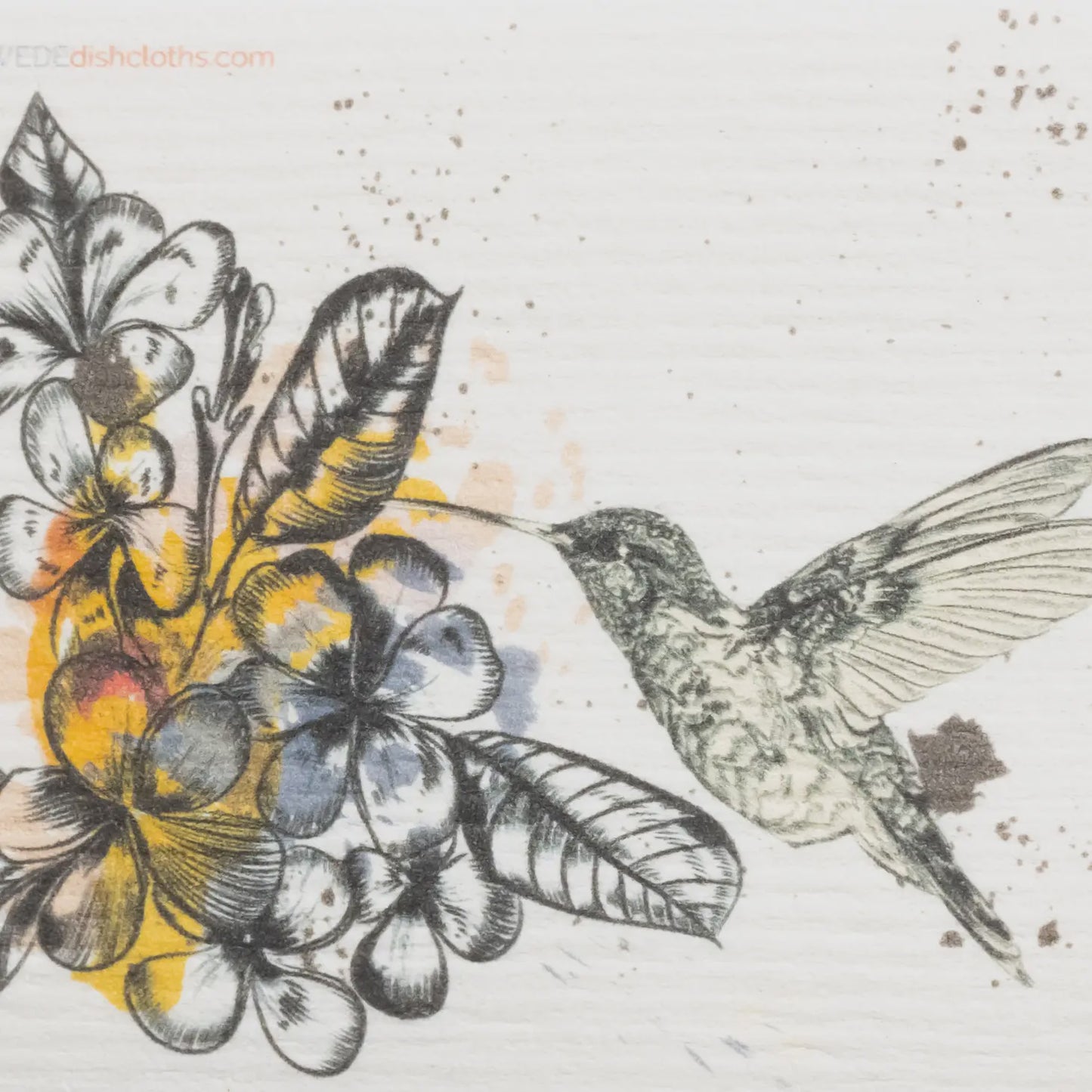 Hummingbird with Tropical Flowers Swedish Cellulose Dishcloth
