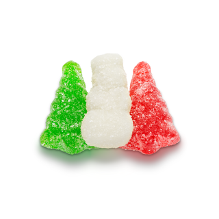Gummi Sanded Christmas Trees & Snowmen (Wild Cherry, Grn Apple & Strawb Ban), 1/4-lb. bags