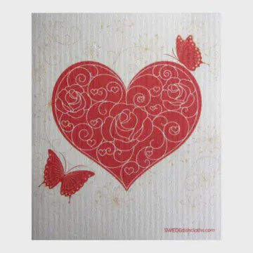 Valentine Heart Swedish Cellulose Dishcloth