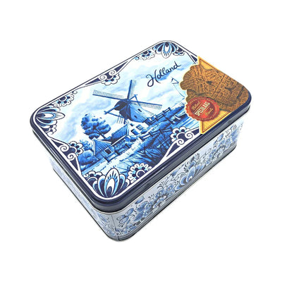 Delft Blue Speculaas Tin with DeRuijter Speculaas Cookies