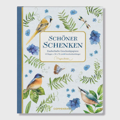 Birds & Blue Flowers Floral Wrapping Paper Book