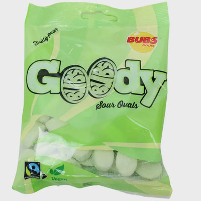 BUBS Godis Sour Pear Ovals, 90 gr