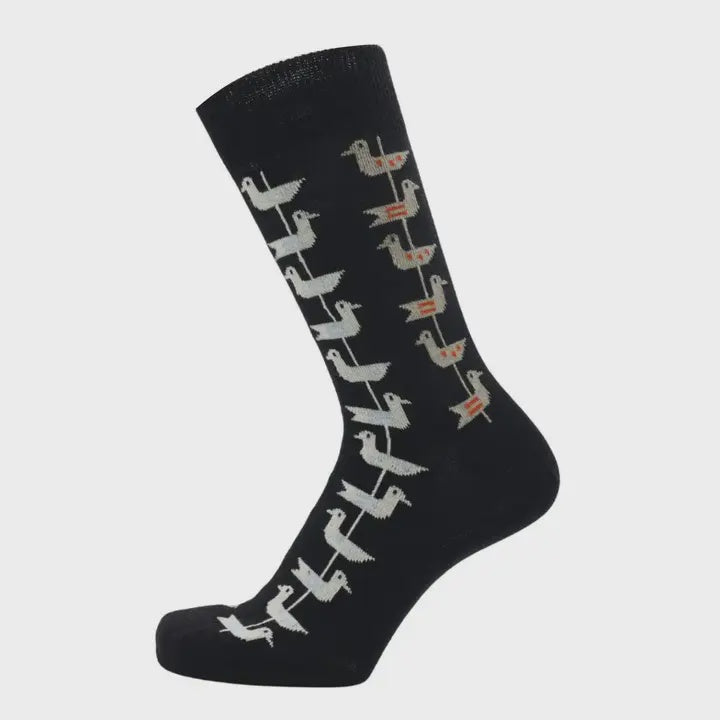 Bengt & Lotta Shorebirds Socks - Black, Large