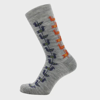 Bengt & Lotta Light Gray Socks, Shorebirds, Large