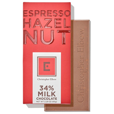 Christopher Elbow Espresso Hazelnut 34% Milk Chocolate Bar, 2.65 oz.