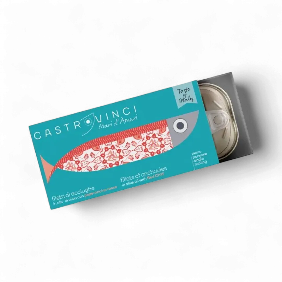 Castrovinci Anchovy Fillets in Olive Oil w/ Chili- 1.7oz
