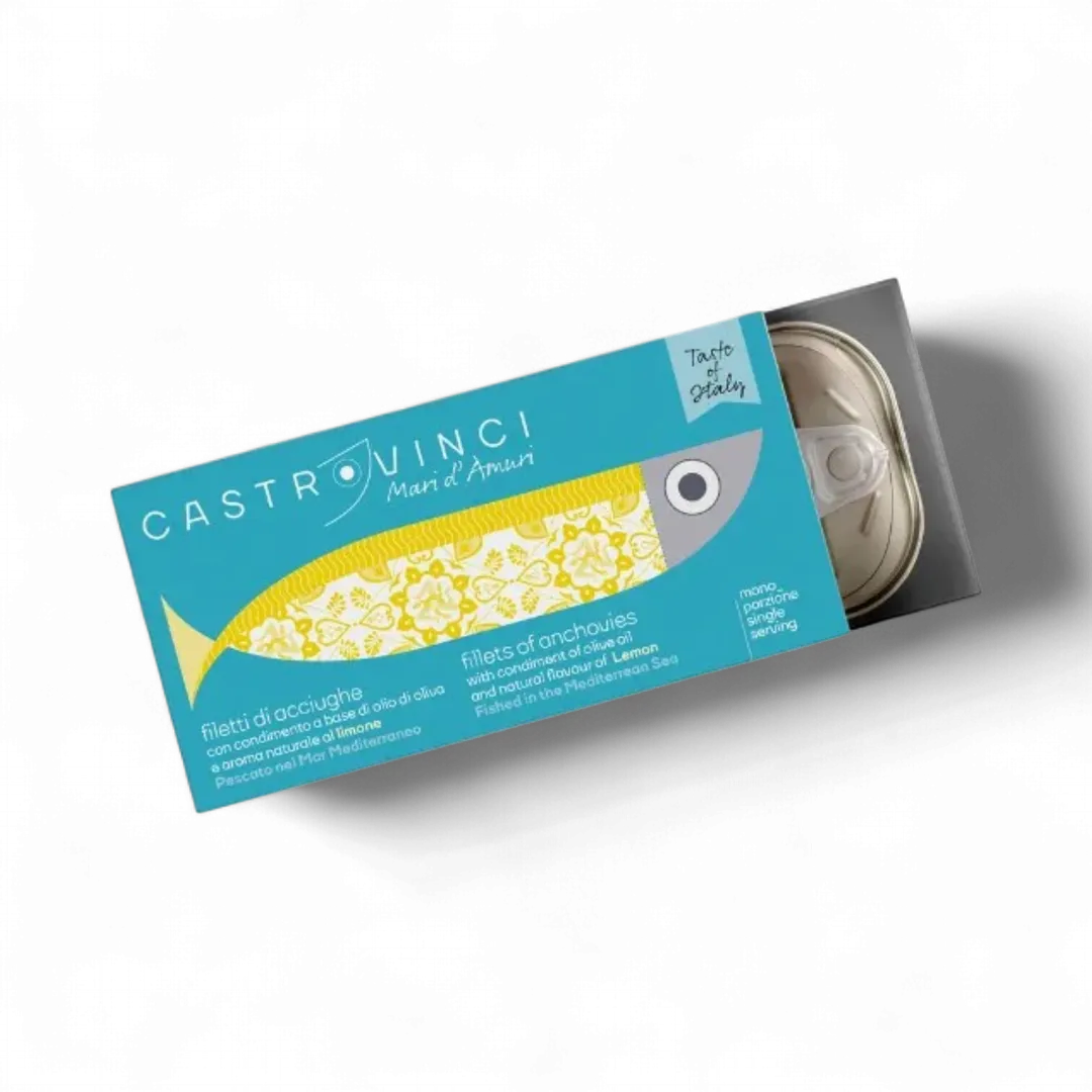 Castrovinci Anchovy Fillets in Olive Oil w/ Lemon- 1.7oz