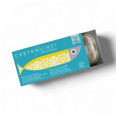 Castrovinci Anchovy Fillets in Olive Oil w/ Lemon- 1.7oz