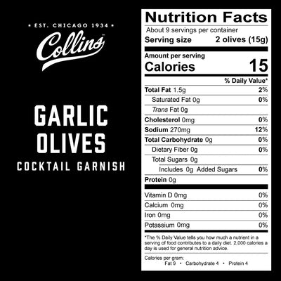Collins Garlic Cocktail Olives 4.5oz