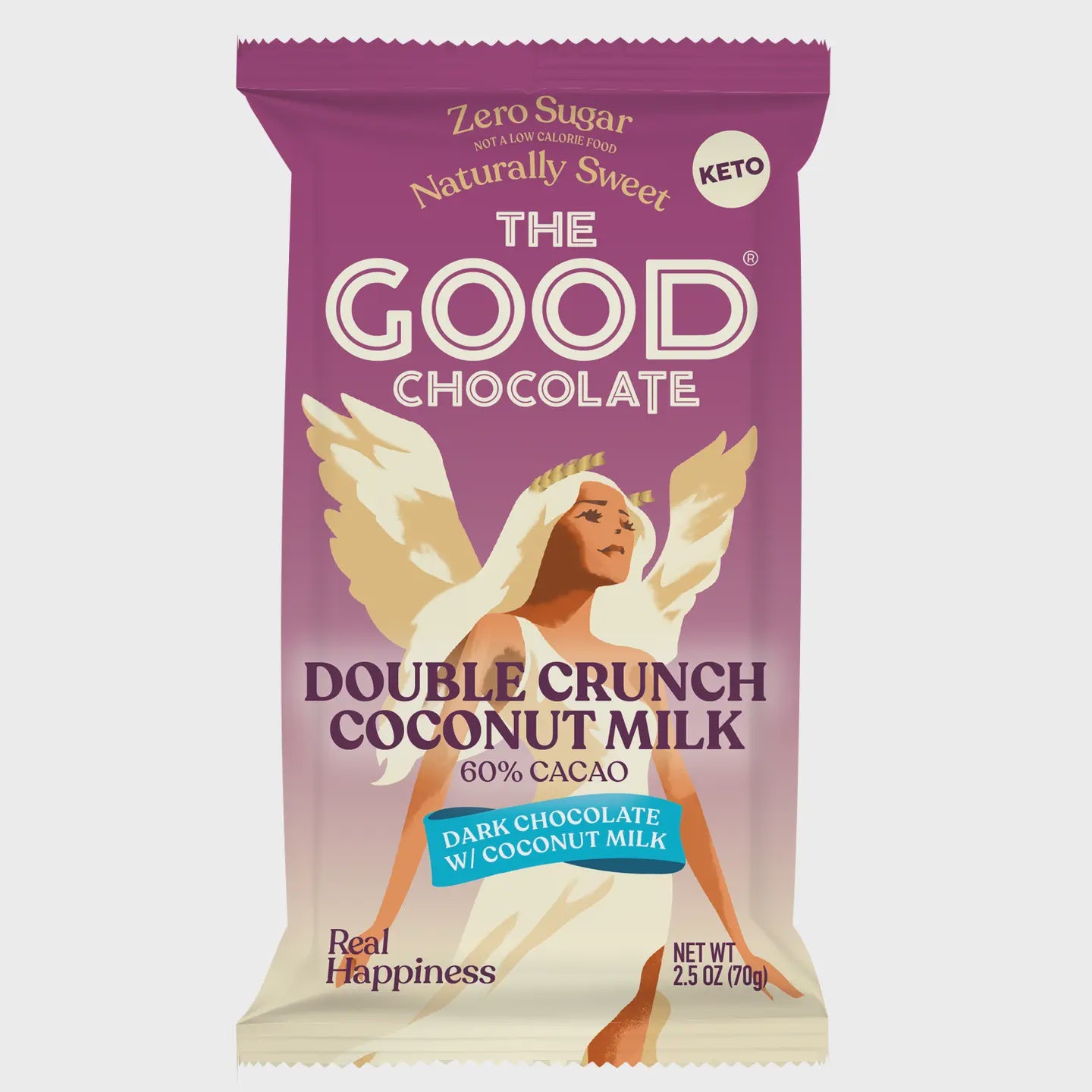 The Good Chocolate Double Crunch Coconut Milk Vegan 60% Cacao, 2.5 oz.