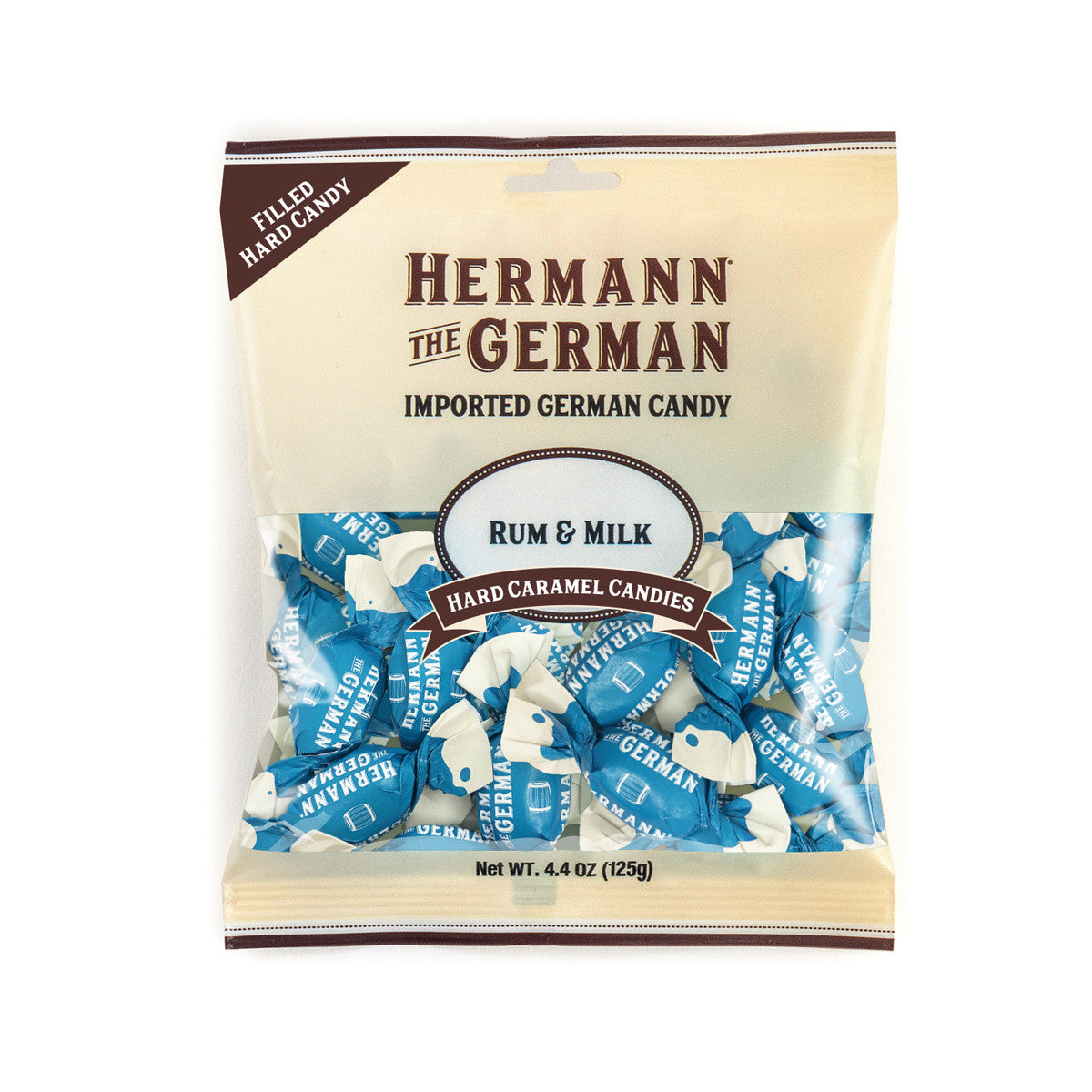 Hermann the German Rum & Milk Hard Caramel-Filled Candy, 4.4 oz.
