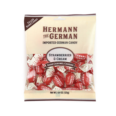 Hermann the German Strawberries & Cream Hard Caramel-Filled Candy