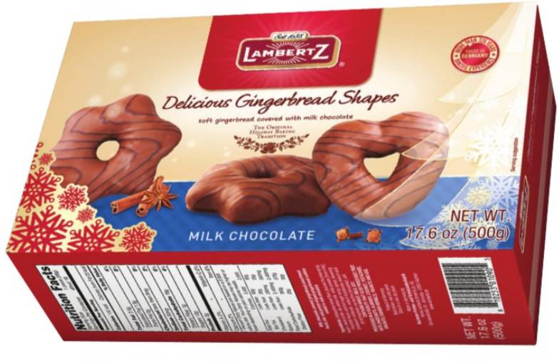 Lambertz Milk Chocolate Lebkuchen Box, Assorted Shapes, 17.6 oz.