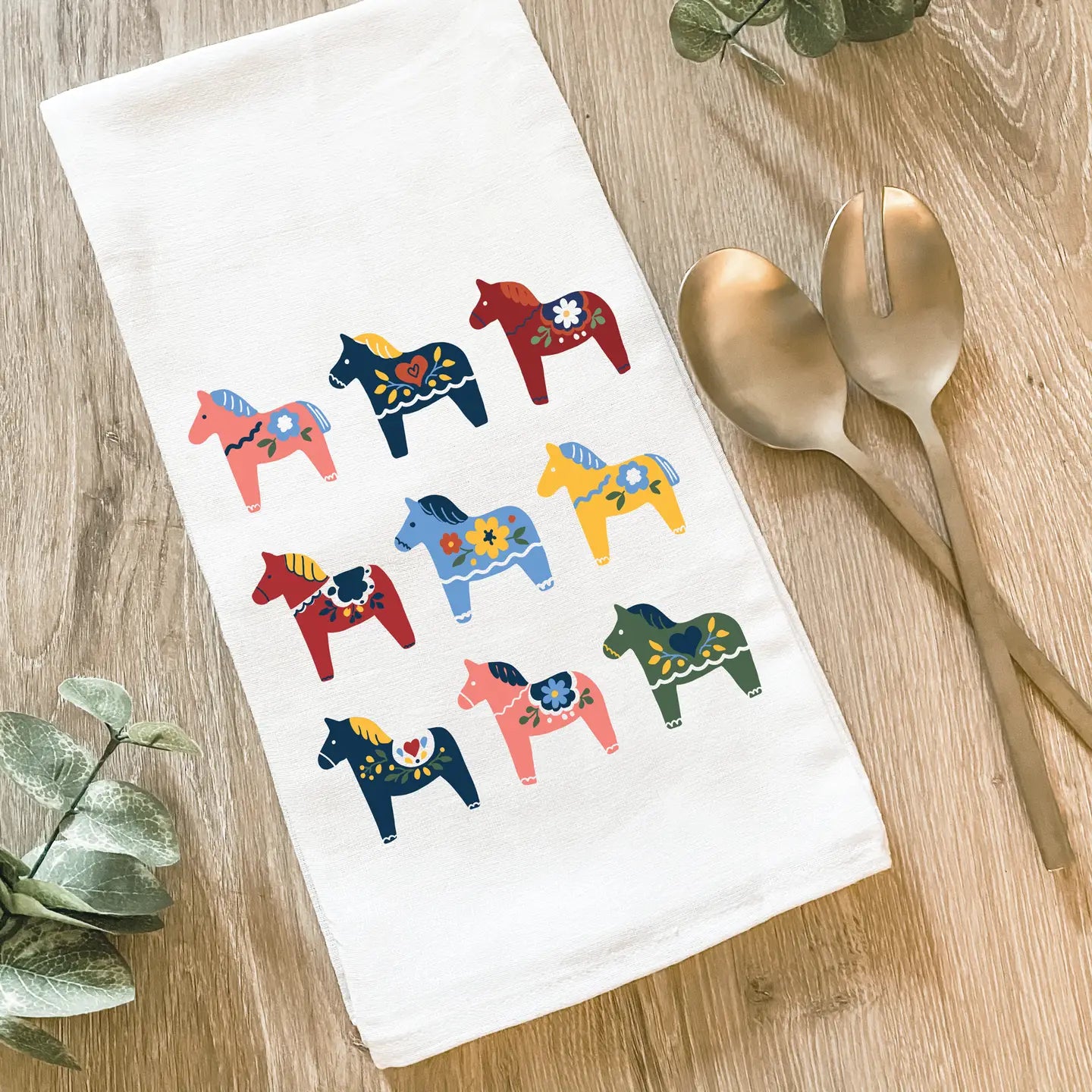 Swedish Dala Horse Pattern - Cotton Tea Towel