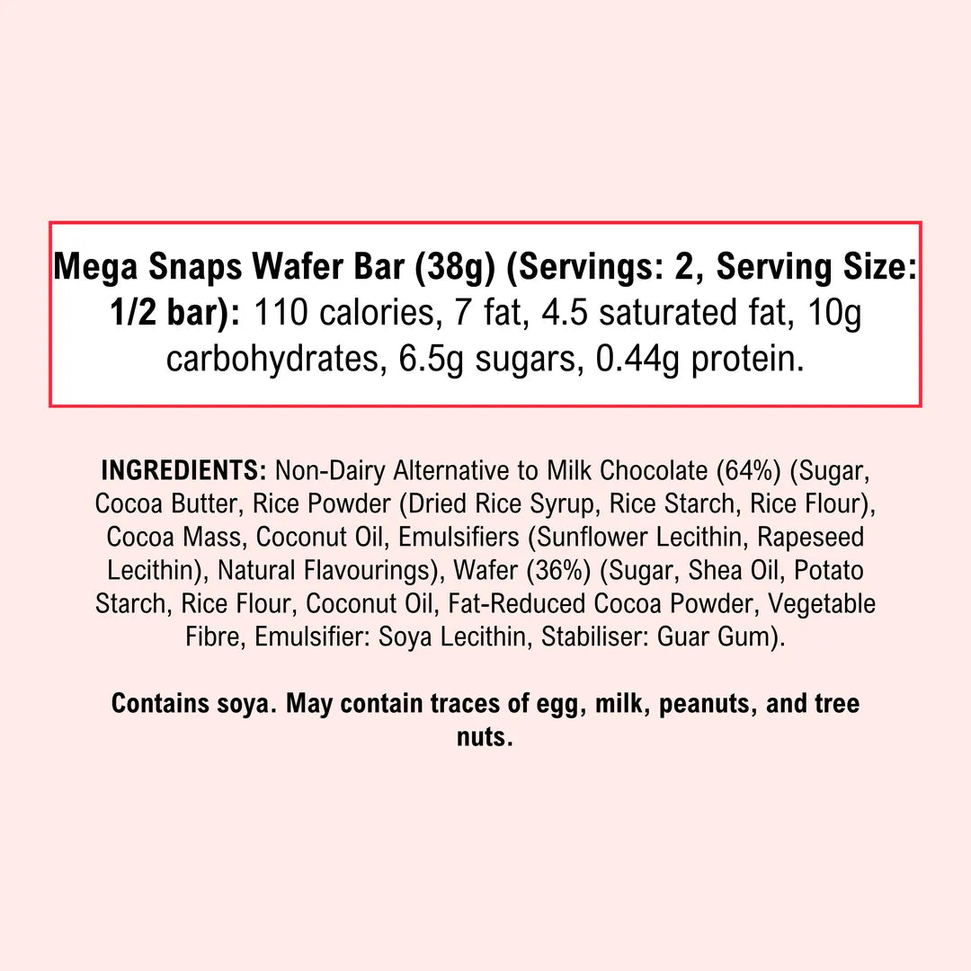 Mega Wafer Snaps- Vegan & Gluten Free Milk Chocolate