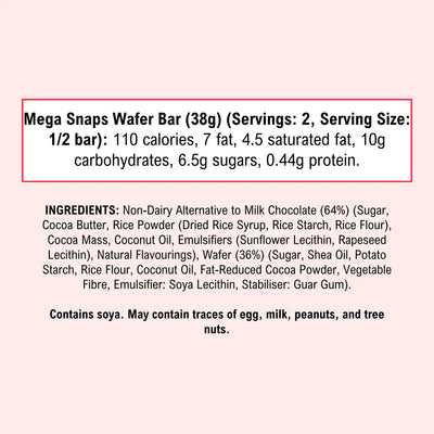 Mega Wafer Snaps- Vegan & Gluten Free Milk Chocolate