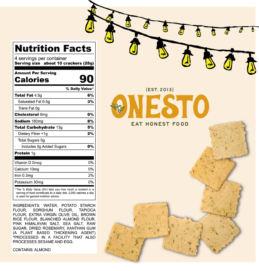 Onesto Gluten-Free Rosemary Crackers