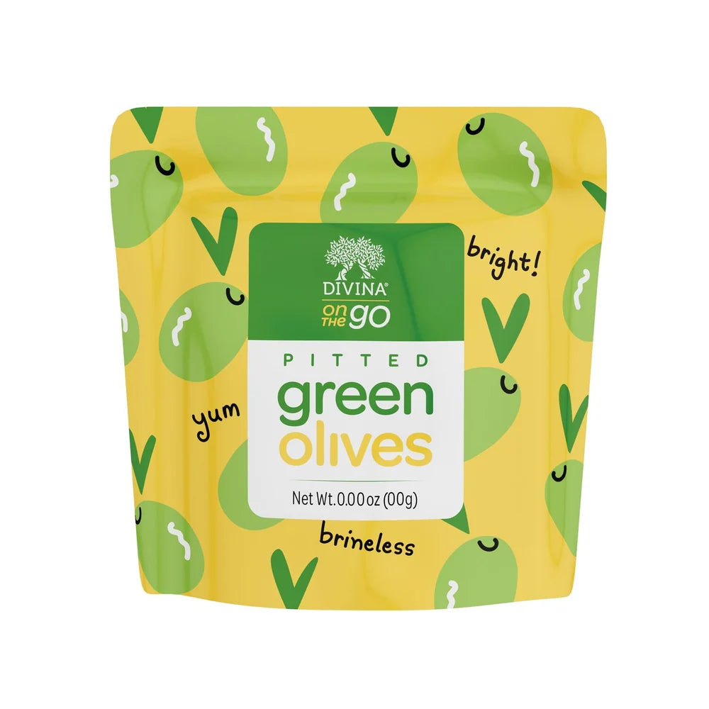 Divina On the Go Pitted Green Olives, 1.1 oz.