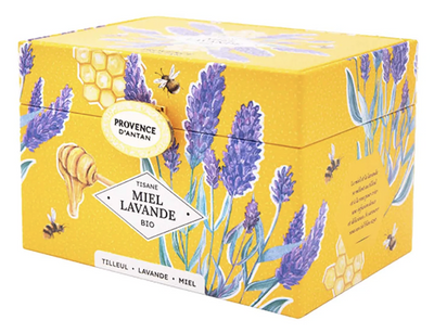 Provence d'Antan Honey Lavender Tisane, Metal Tin, 20 sachets, 1.3z