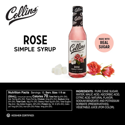 Collins Rose Simple Syrup 12.7oz