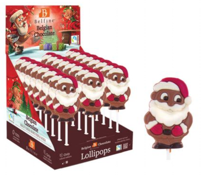 Belfine Santa Claus with Red Cap Chocolate Lollipop, 0.88 oz.