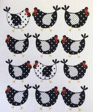 12 Chickens Cell. Dishcloth - DII