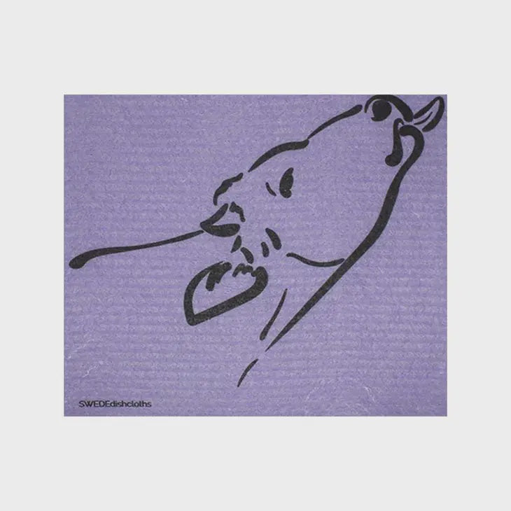 Cow Silhouette on Purple Swedish Cellulose Dishcloth