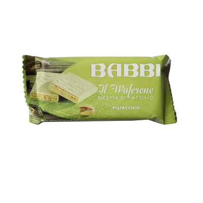 Babbi Pistachio Cream White Chocolate-Covered Wafer, 1.06 oz.